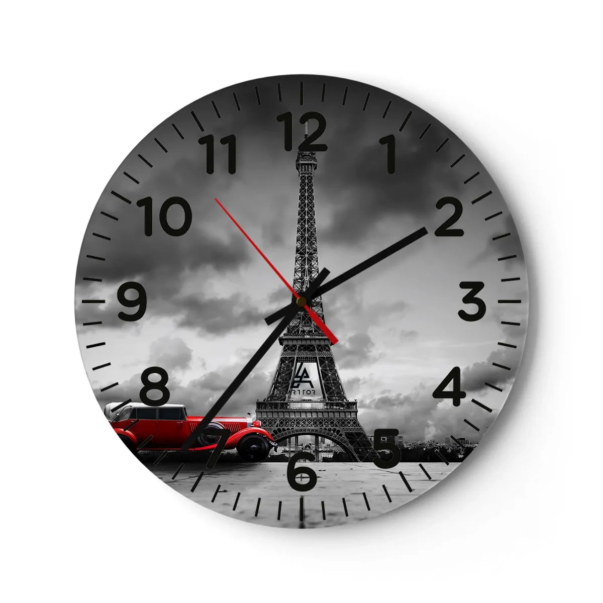 Väggklocka - Klocka på glas - Inte så länge sedan i Paris - 40x40 cm