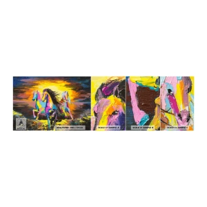 Fototapet Prov Standard Eco - Doppade i regnbågen - Djur, Hästar, Frihet - 100x30 cm