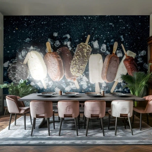 Fototapet Standard Eco - Glass på pinne i olika smaker och pålägg - 100x70cm - Smak av varm sommar - Modern väggdekoration för vardagsrum och sovrum ARTTOR