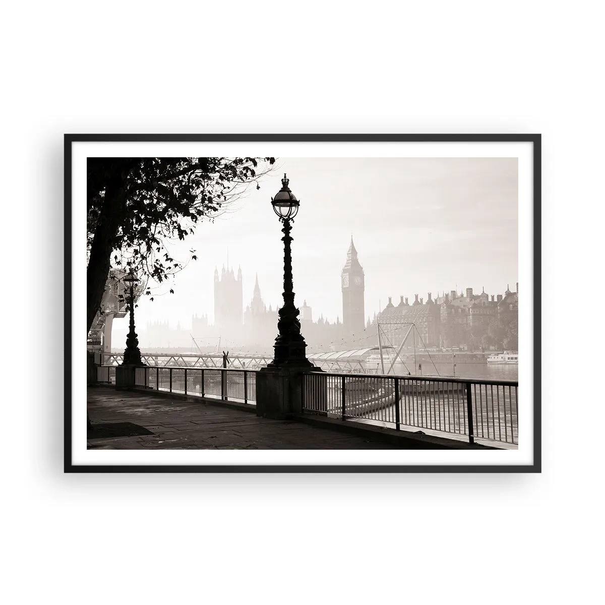 Affisch i svart ram - Morgon i London - 100x70 cm