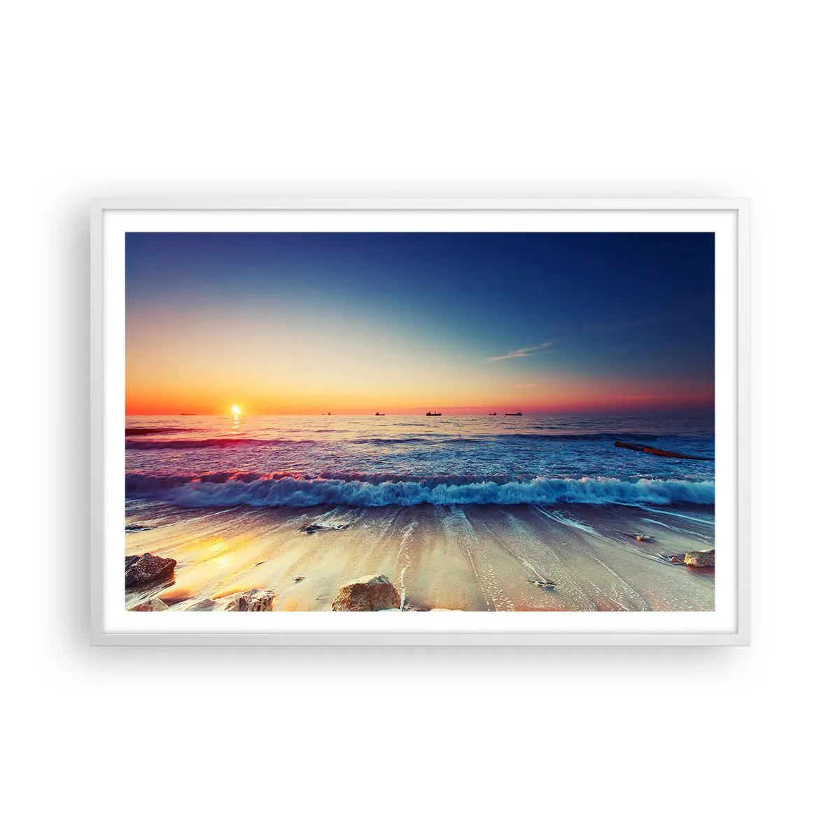 Affisch i vit ram - Vad finns bortom horisonten? - 91x61 cm