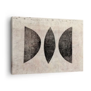 Canvastavla - Bild på duk - Etniska former i mörka toner mot en ljus bakgrund - 70x50cm - Etnisk abstraktion - Modern väggdekoration för vardagsrum och sovrum ARTTOR