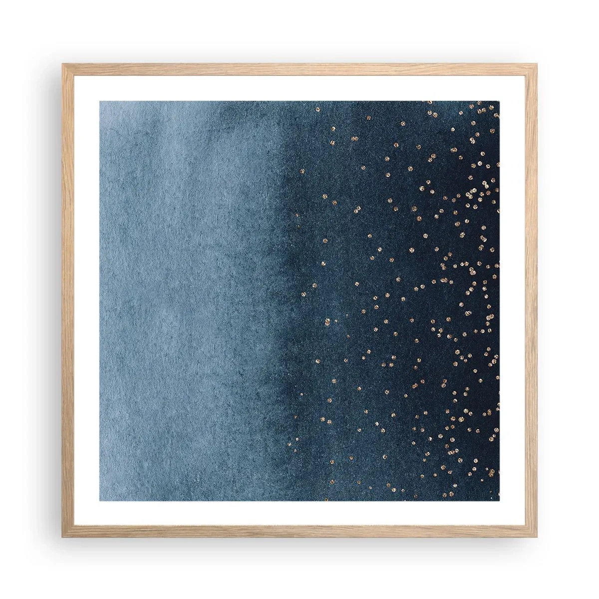 Affisch i ram av ljusek - Komposition – blåa faser - 60x60 cm