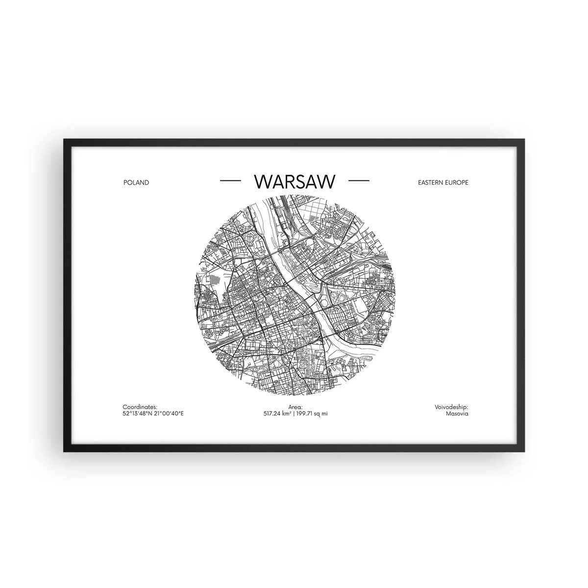 Affisch i svart ram - Warszawas anatomi - 91x61 cm