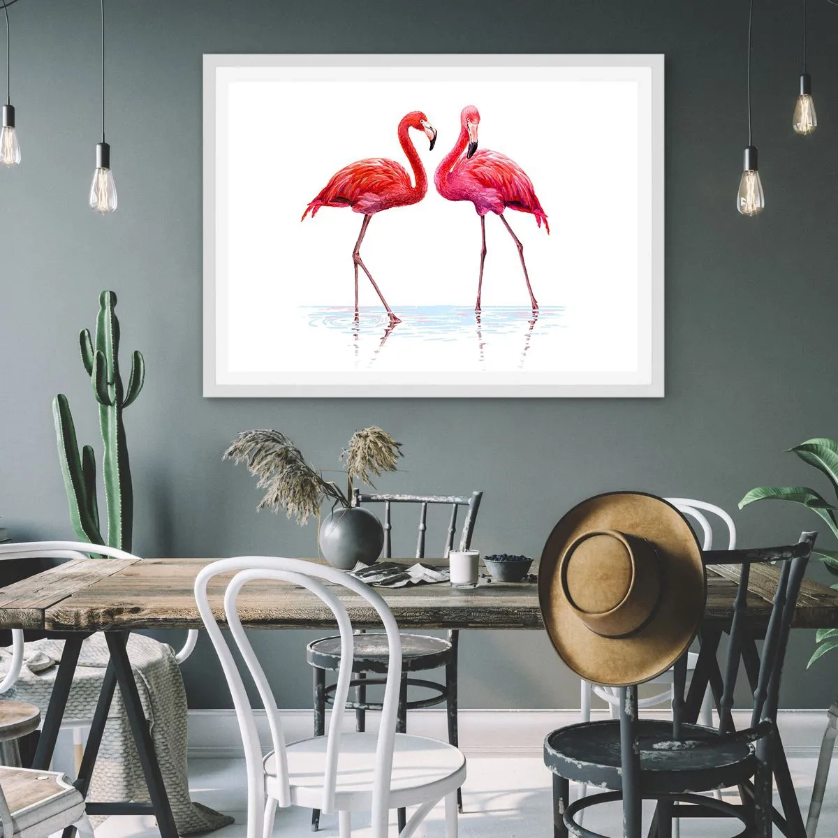 Affisch i vit ram - Rosa rendez-vous - 70x50 cm