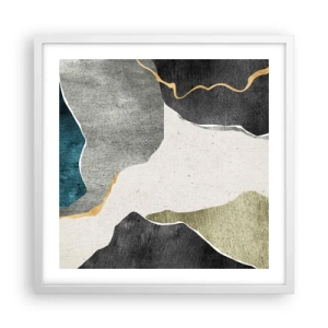 Affisch i vit ram - Mosaikkomposition med en guldtråd - 50x50 cm