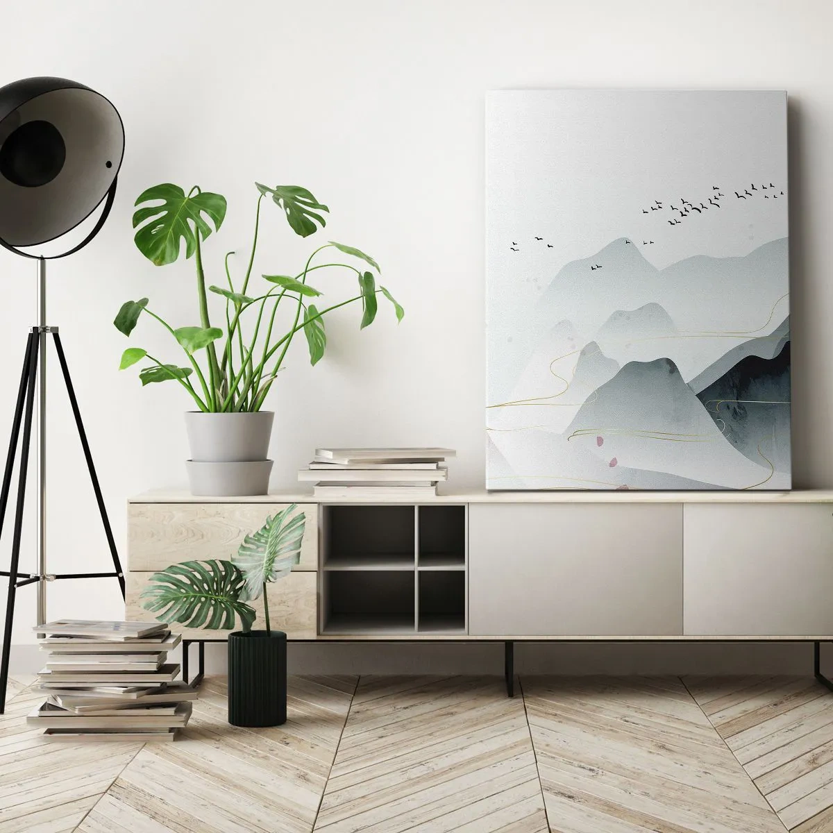 Canvastavla - Bild på duk - Över topparna - 55x100 cm