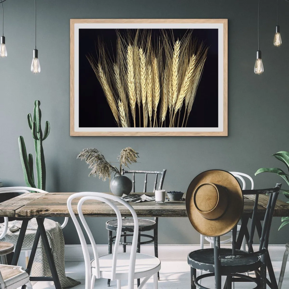 Affisch i ram av ljusek - Rustik magi - 100x70 cm