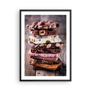 Affisch i svart ram - En bunt chokladkakor med nötter och frukt - 50x70cm - Härligt perspektiv - Modern väggdekoration för vardagsrum och sovrum ARTTOR
