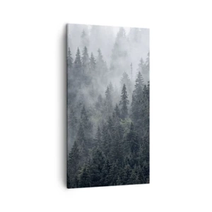Canvastavla - Bild på duk - Gryning i skogen - 45x80 cm