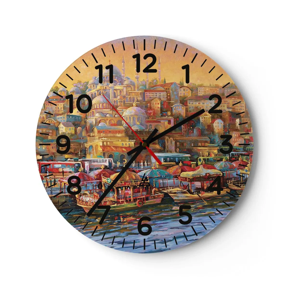 Väggklocka - Klocka på glas - Istanbul-berättelse - 30x30 cm