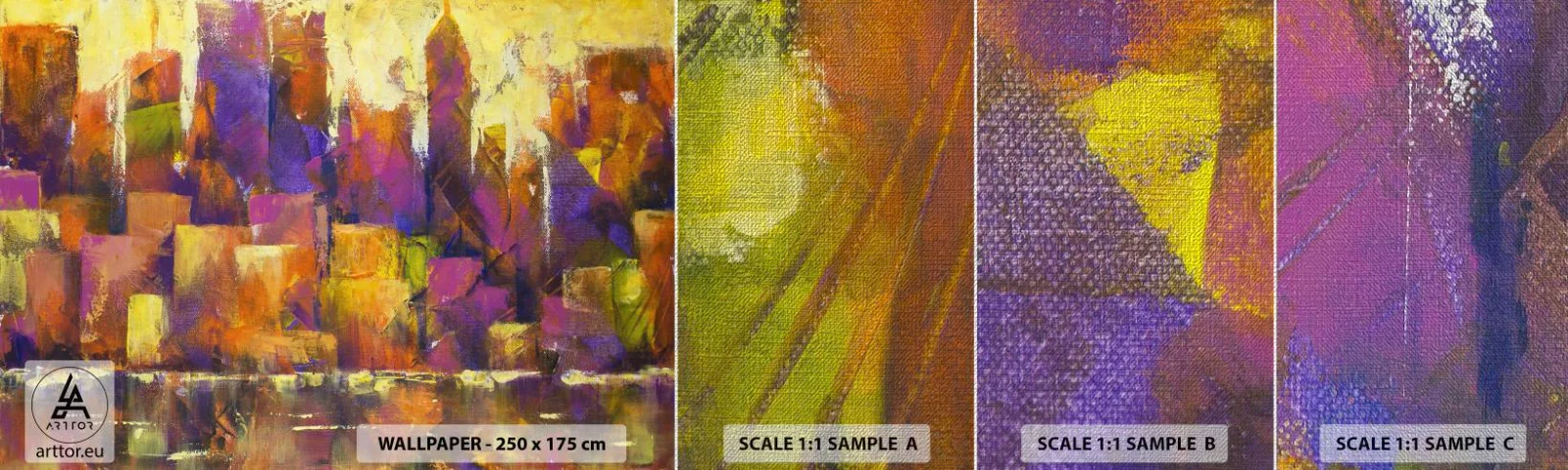 Provbit av fototapet Premium Canvas - Metropolis komposition - Abstraktion, Bit, Modern konst - 100x30 cm