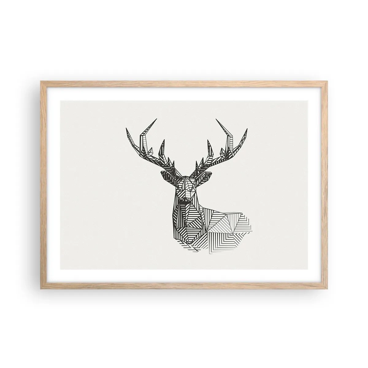 Affisch i ram av ljusek - Hjort i kubistisk stil - 70x50 cm