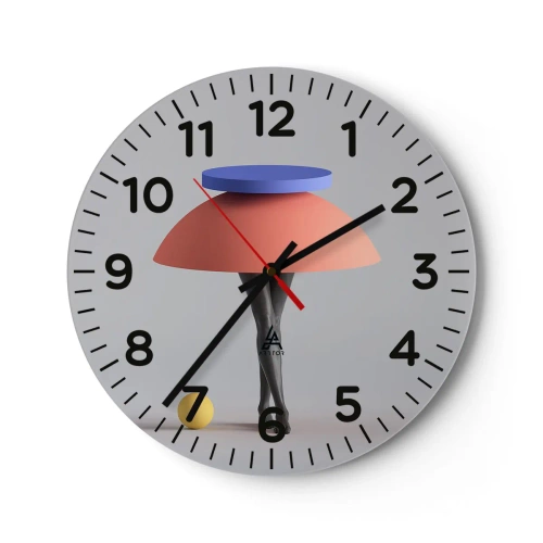 Väggklocka - Klocka på glas - Surrealistisk komposition - 40x40 cm