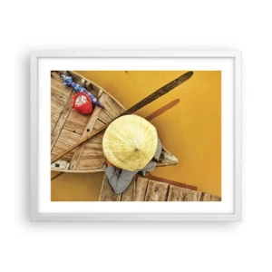 Affisch i vit ram - Liv på den gula floden - 50x40 cm