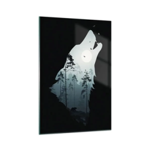 Glastavla - Bild på glas - Skogsnattens röst - 70x100 cm