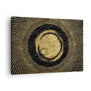 Canvastavla - Bild på duk - Geometrisk komposition i svart och guld med strålar - 70x50cm - Glamourös komposition - Modern väggdekoration för vardagsrum och sovrum ARTTOR