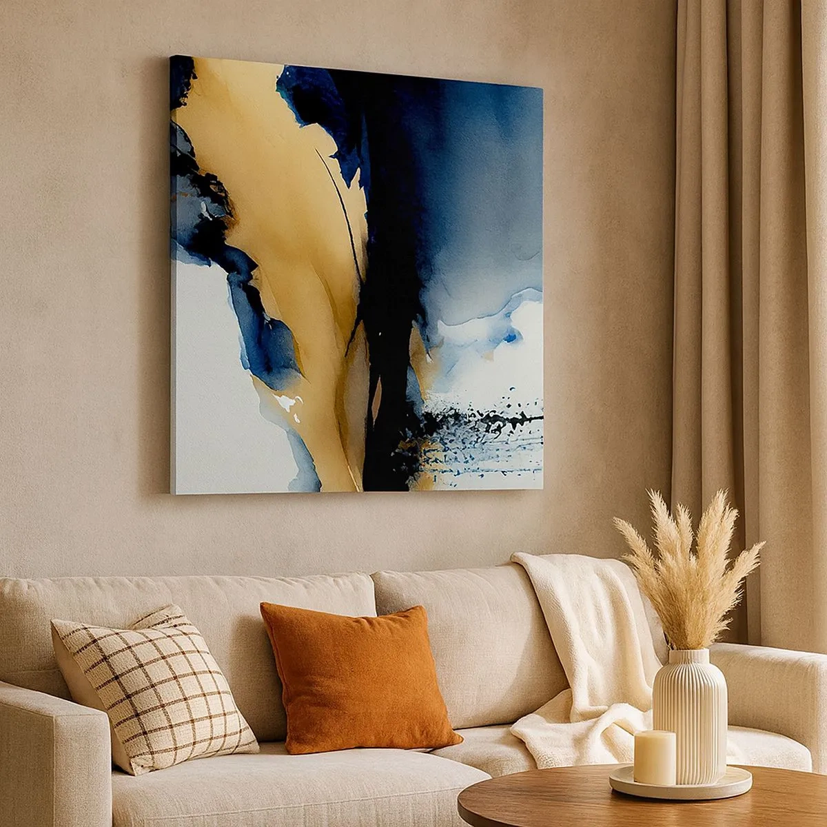 Canvastavla - Bild på duk - Bakom ridån - 30x30 cm