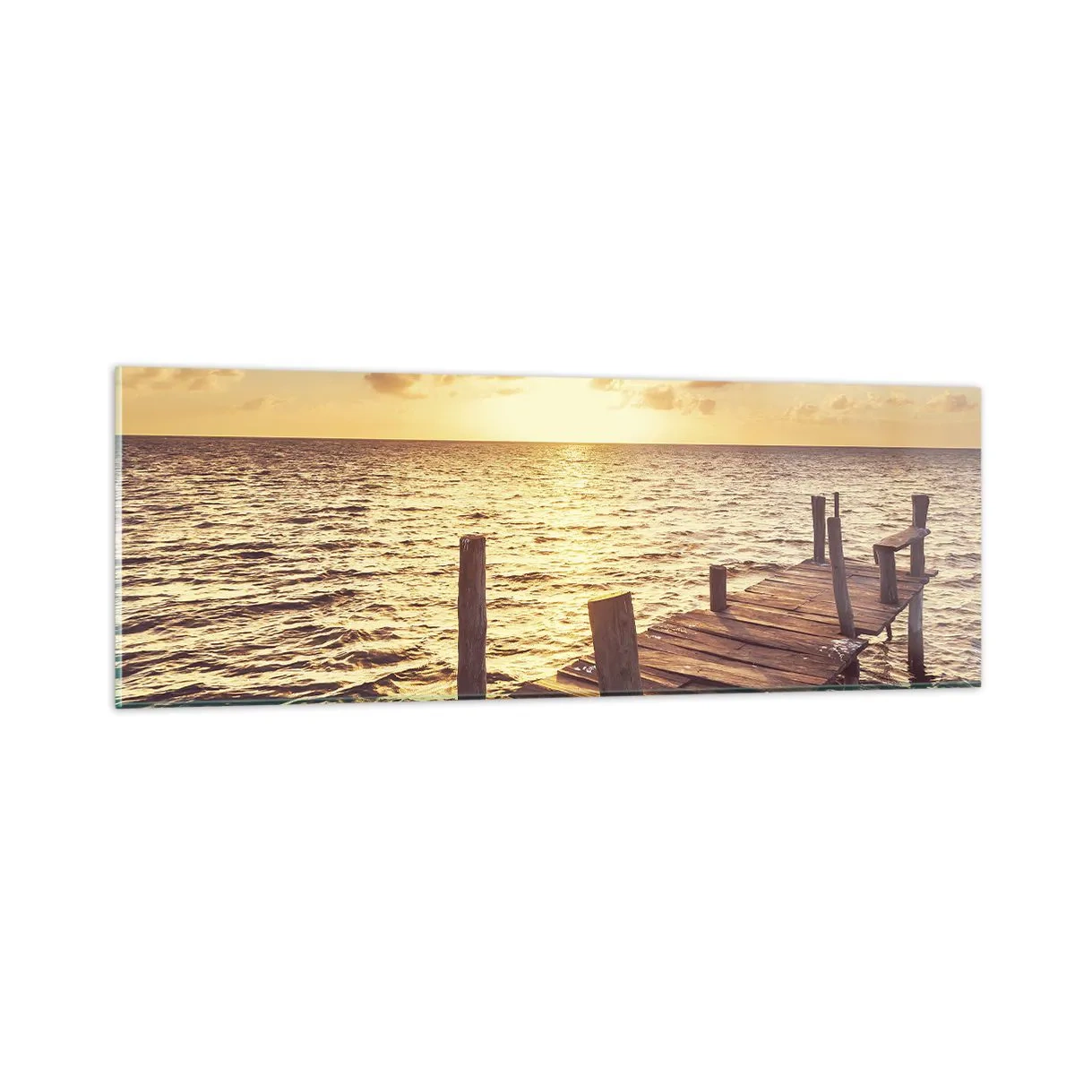 Glastavla - Bild på glas - Gyllene mildhetslandskap - 90x30 cm