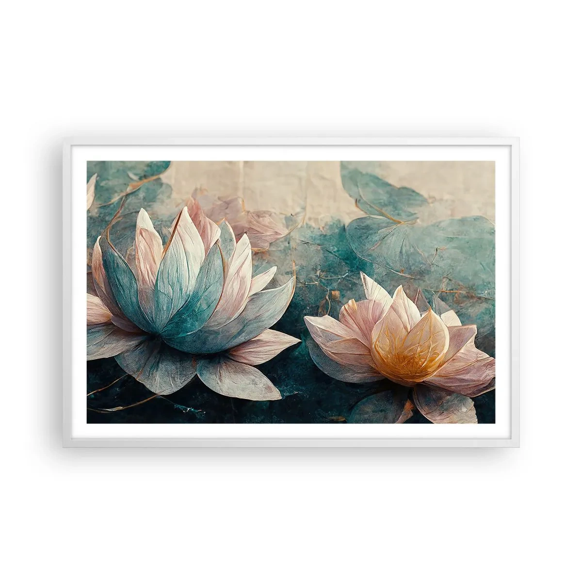 Affisch i vit ram - Stjärnor i en sjö - 91x61 cm