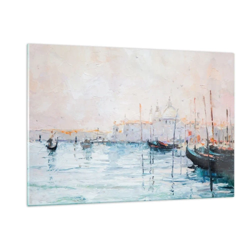 Glastavla - Bild på glas - Bortom vatten, bortom dimma - 120x80 cm