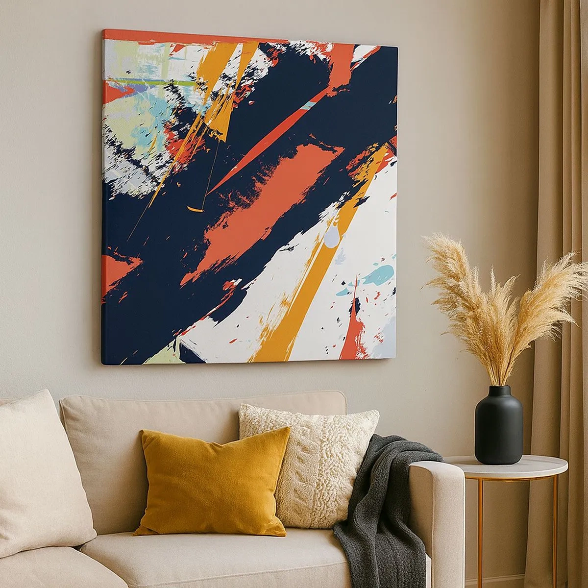 Canvastavla - Bild på duk - Dynamisk komposition - 30x30 cm