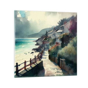 Glastavla - Bild på glas - Medelhavsstad - 60x60 cm