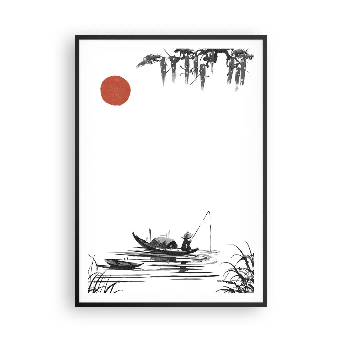 Affisch i svart ram - Asiatisk eftermiddag - 70x100 cm