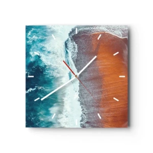 Väggklocka - Klocka på glas - En touch av havet - 30x30 cm