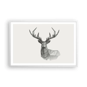 Affisch i vit ram - Hjort i kubistisk stil - 91x61 cm