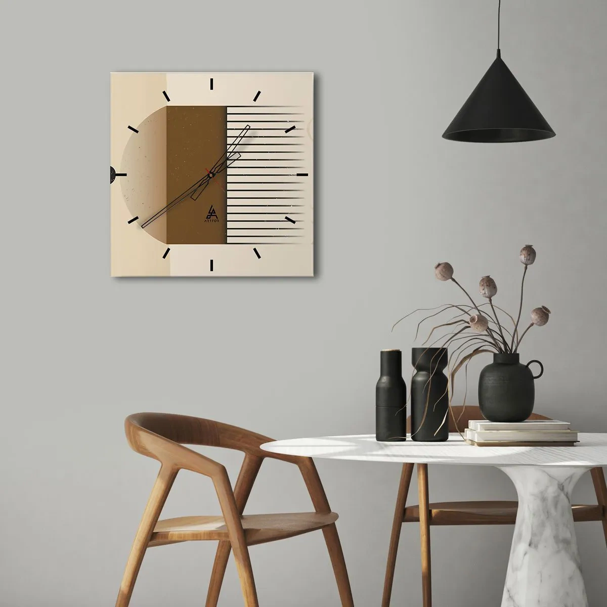 Väggklocka - Klocka på glas - Olika tillstånd - 30x30 cm