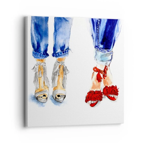 Canvastavla - Bild på duk - Kanske går vi ut på promenad? - 30x30 cm