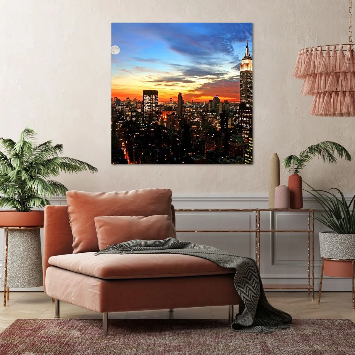 Canvastavla - Bild på duk - Amerikansk ljus natt - 40x40 cm