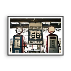 Affisch i svart ram - Amerikansk retroresa - 100x70 cm