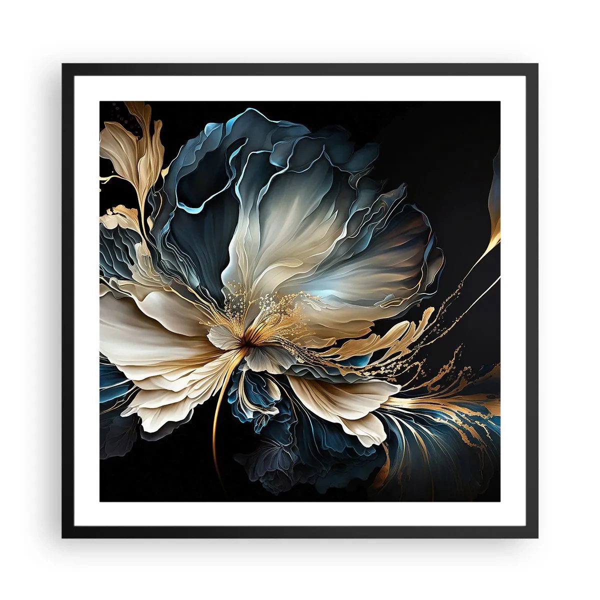 Affisch i svart ram - Sagolik ormbunksblomma - 60x60 cm