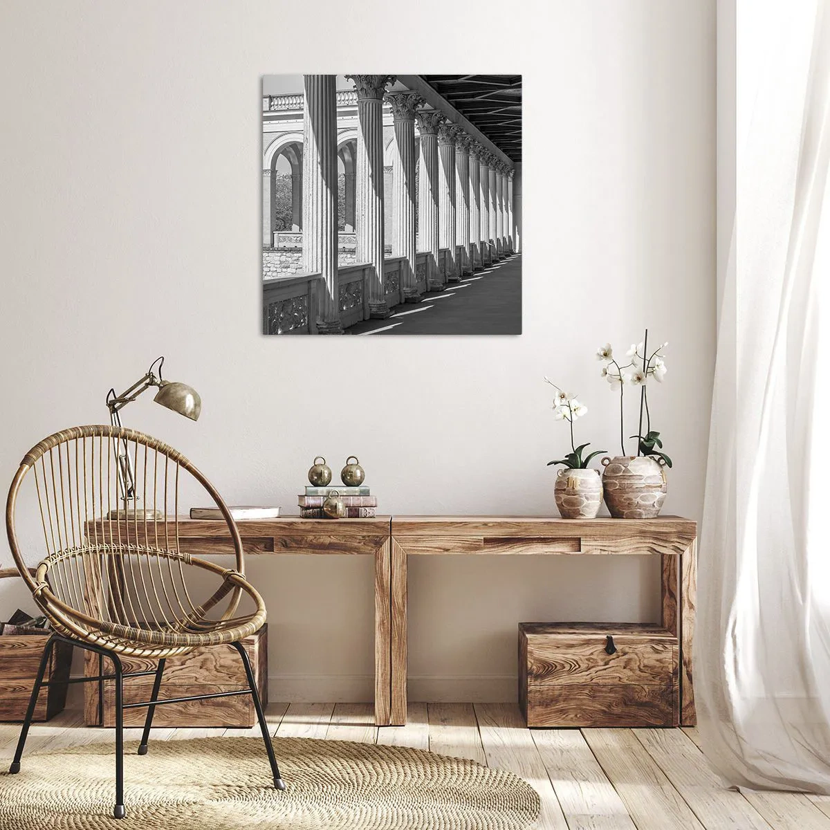 Canvastavla - Bild på duk - Solig arkad - 60x60 cm