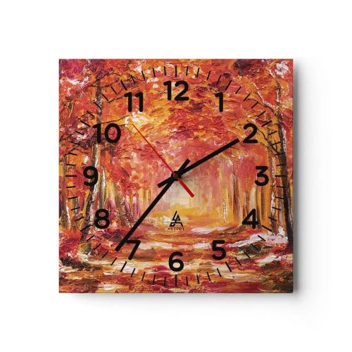 Väggklocka - Klocka på glas - Kopparskog - 30x30 cm