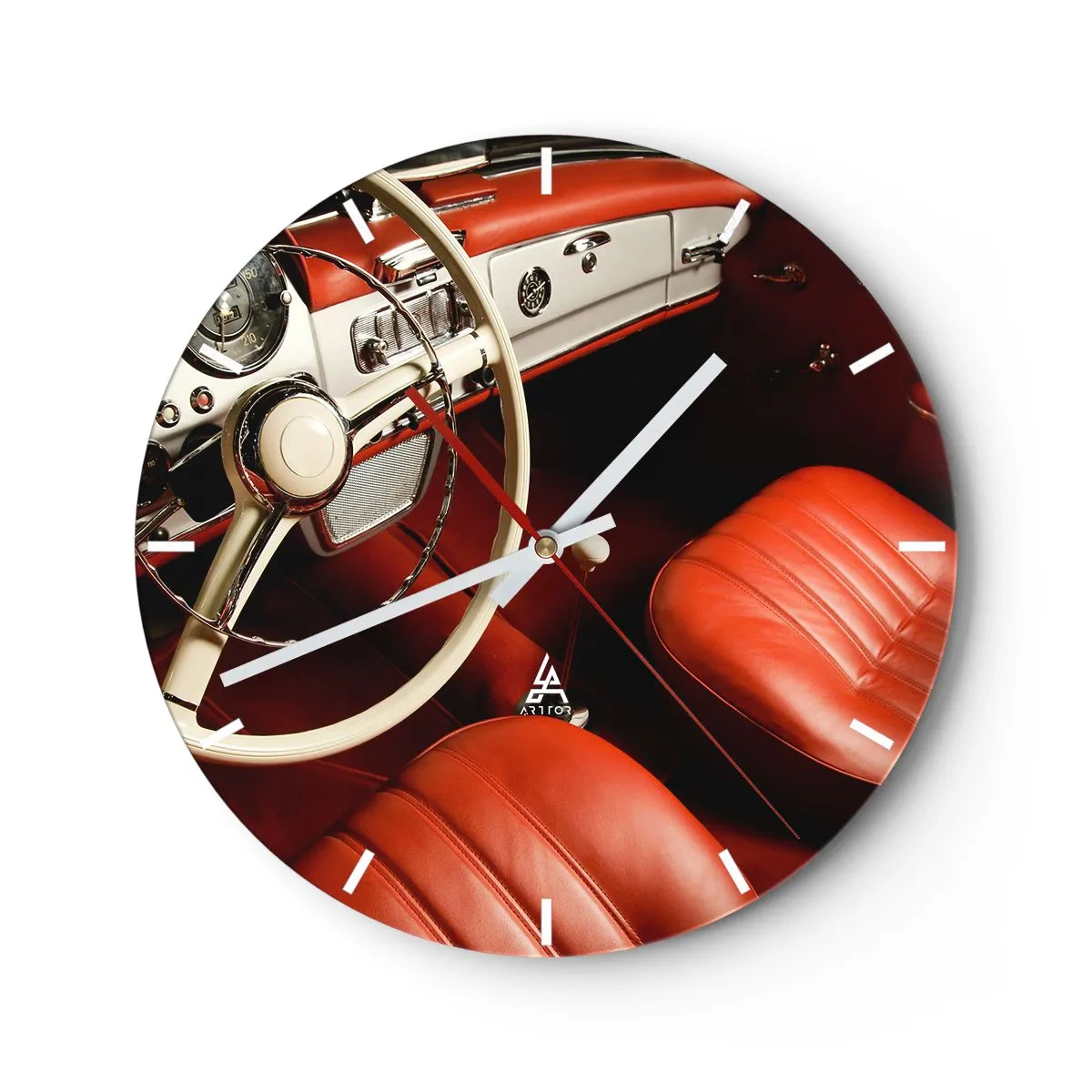 Väggklocka - Klocka på glas - Lyx i vintage stil - 40x40 cm