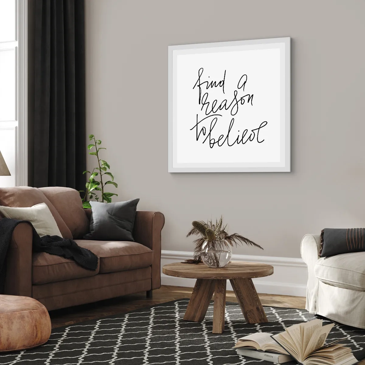 Affisch i vit ram - Det är möjligt - 50x50 cm