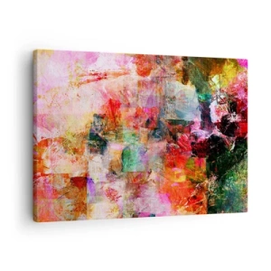 Canvastavla - Bild på duk - En abstrakt komposition med dominerande rosa och röda toner. - 70x50cm - En resa genom det rosa - Modern väggdekoration för vardagsrum och sovrum ARTTOR