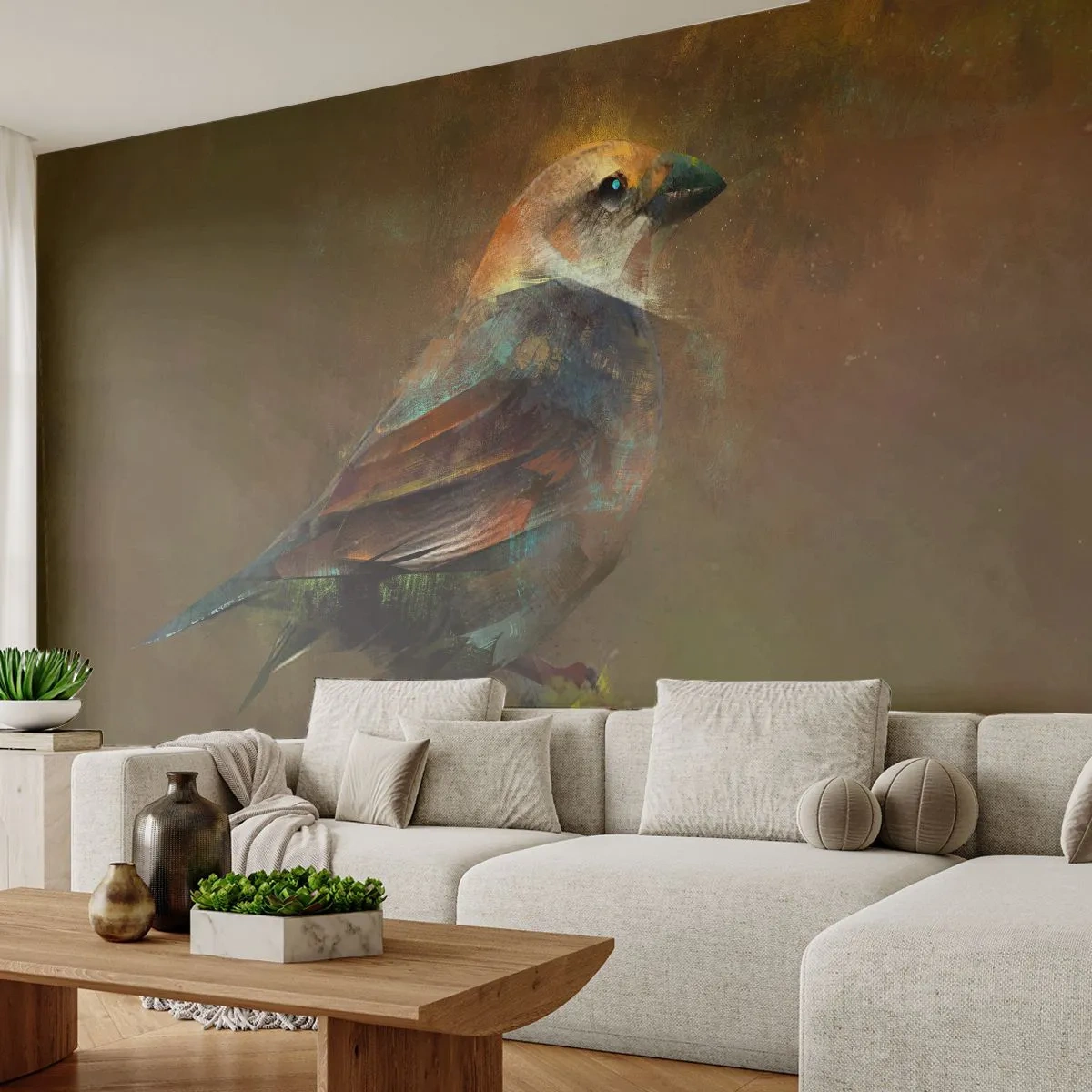 Självhäftande Fototapet Deluxe Sticker - Gråsparv, en liten fågel - Abstraktion, Fågel, Natur - 250x175 cm