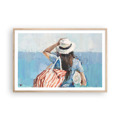 Affisch i ram av ljusek - Välkommen på semester - 91x61 cm