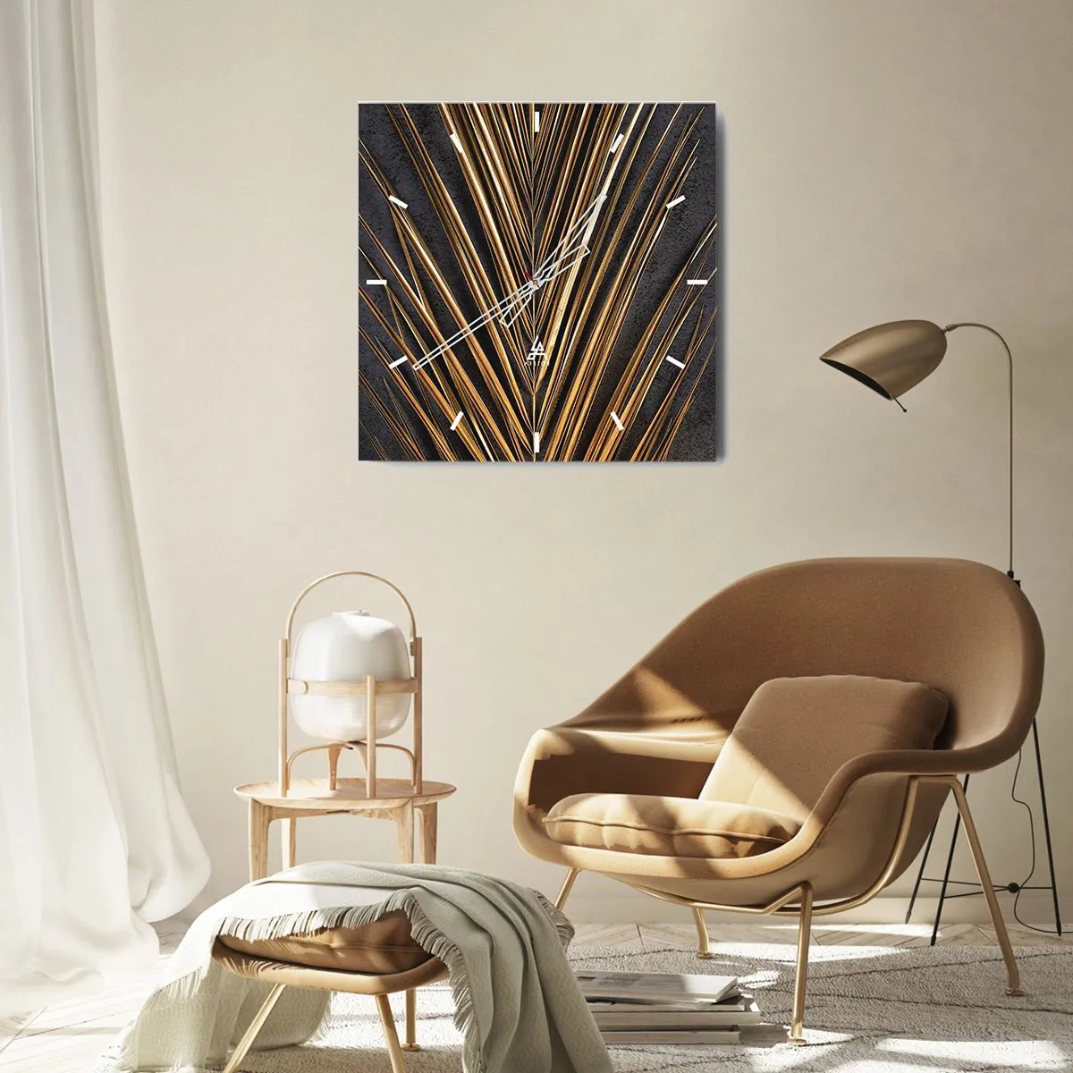 Väggklocka - Klocka på glas - Tropikens guld - 40x40 cm