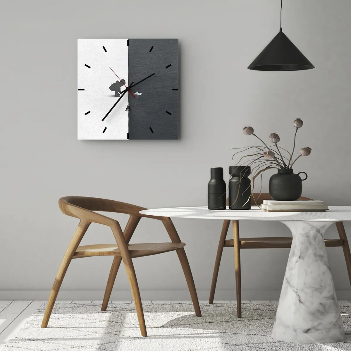 Väggklocka - Klocka på glas - En stor expedition - 30x30 cm