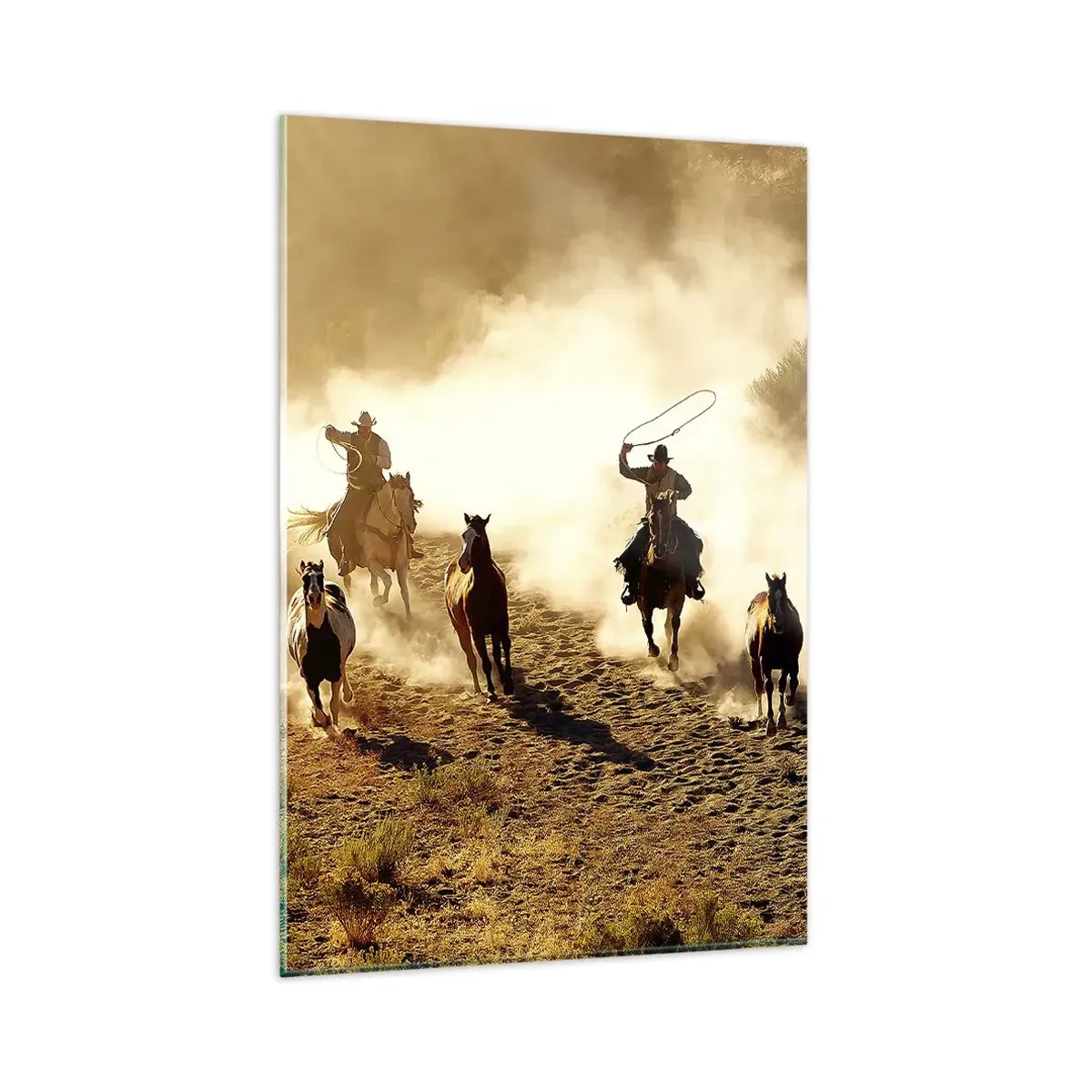 Glastavla - Bild på glas - Verkligen vilda västern - 80x120 cm