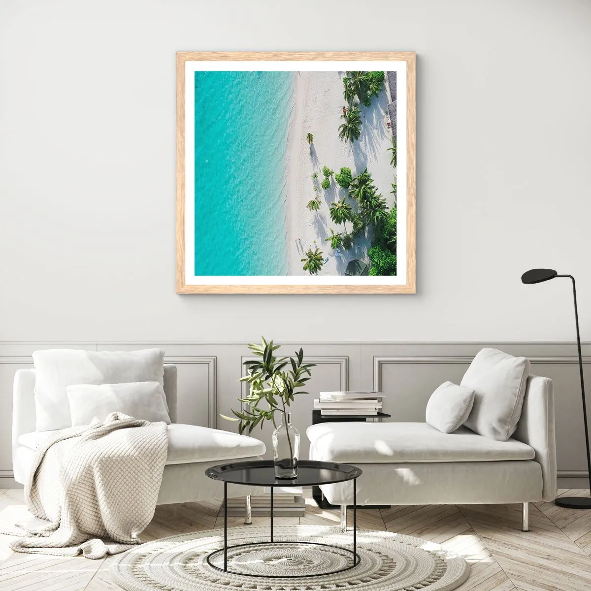 Affisch i ram av ljusek - Semester i paradiset - 40x40 cm