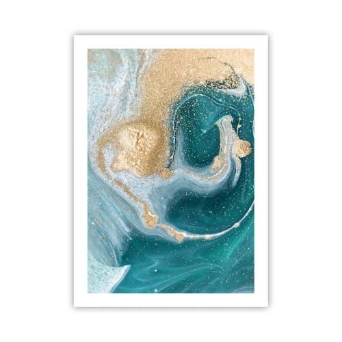 Affisch - Guld- och turkosvirvel - 50x70 cm