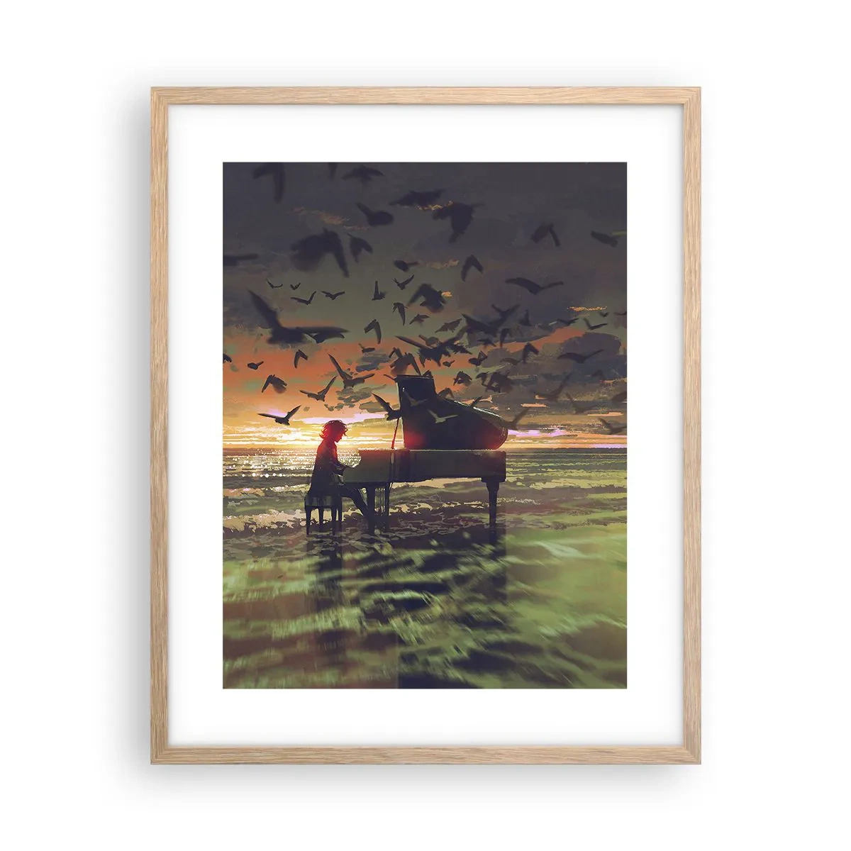 Affisch i ram av ljusek - Konsert för piano och vågor - 40x50 cm