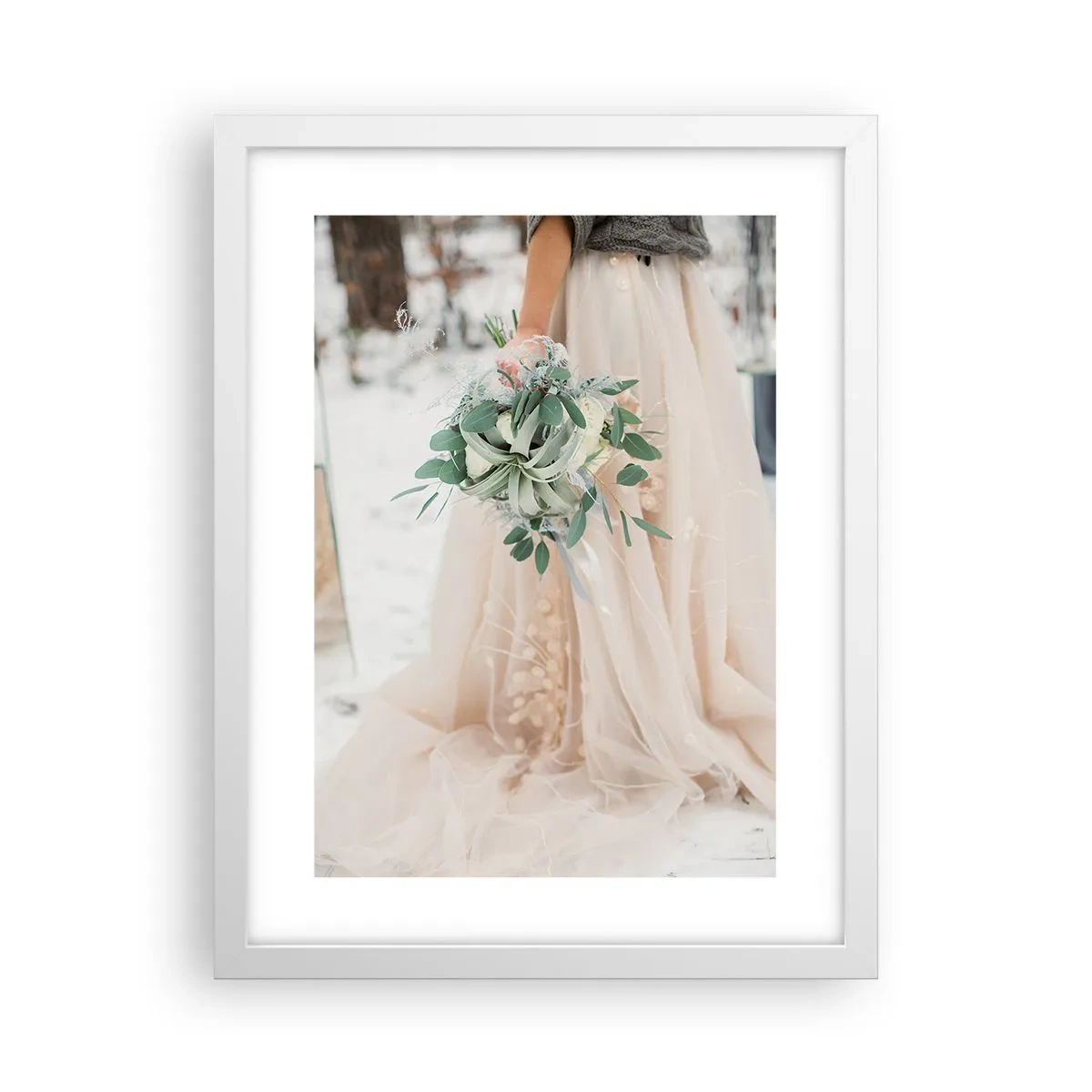 Affisch i vit ram - Och så levde de lyckliga i alla sina dagar - 30x40 cm