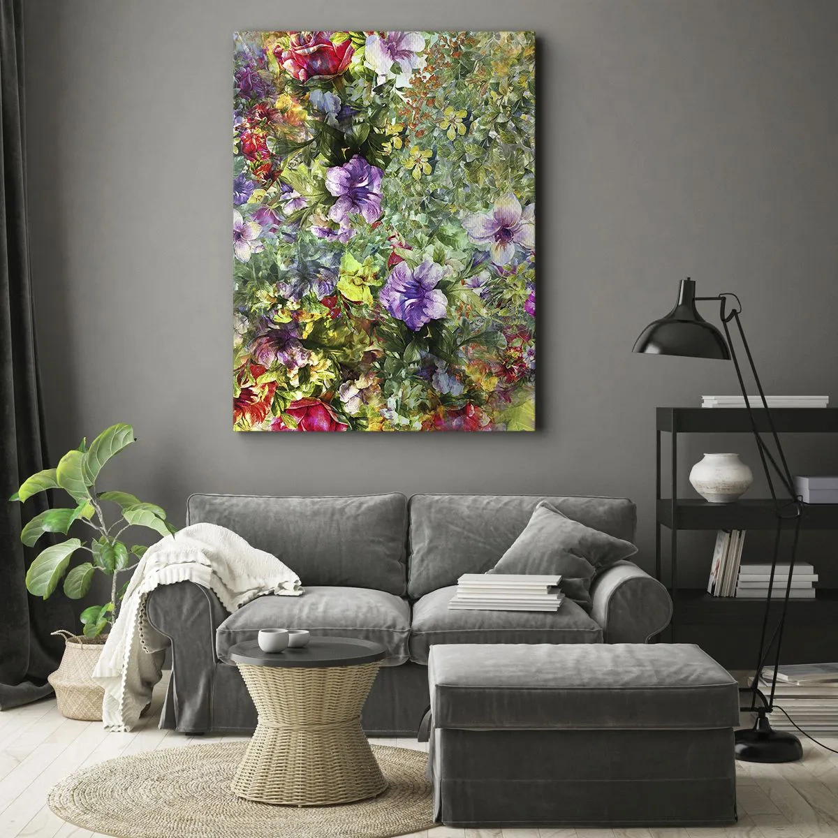 Canvastavla - Bild på duk - Ta en dopp i blommorna - 45x80 cm